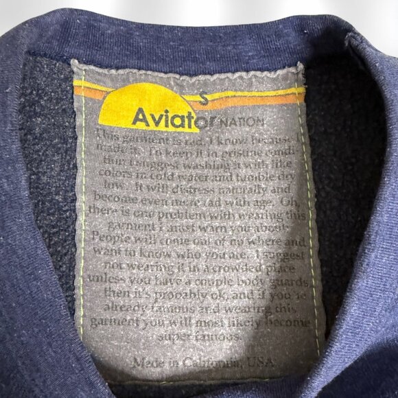 AVIATOR NATION Dark Blue Bold Graphic Pullover Sweatshirt Austin TX SIZE SMALL - Picture 7 of 7